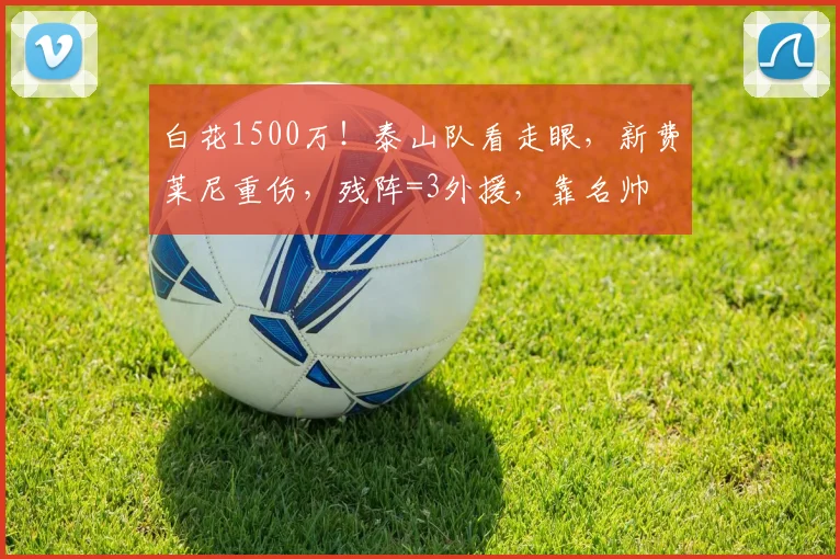 白花1500万！泰山队看走眼，新费莱尼重伤，残阵=3外援，靠名帅